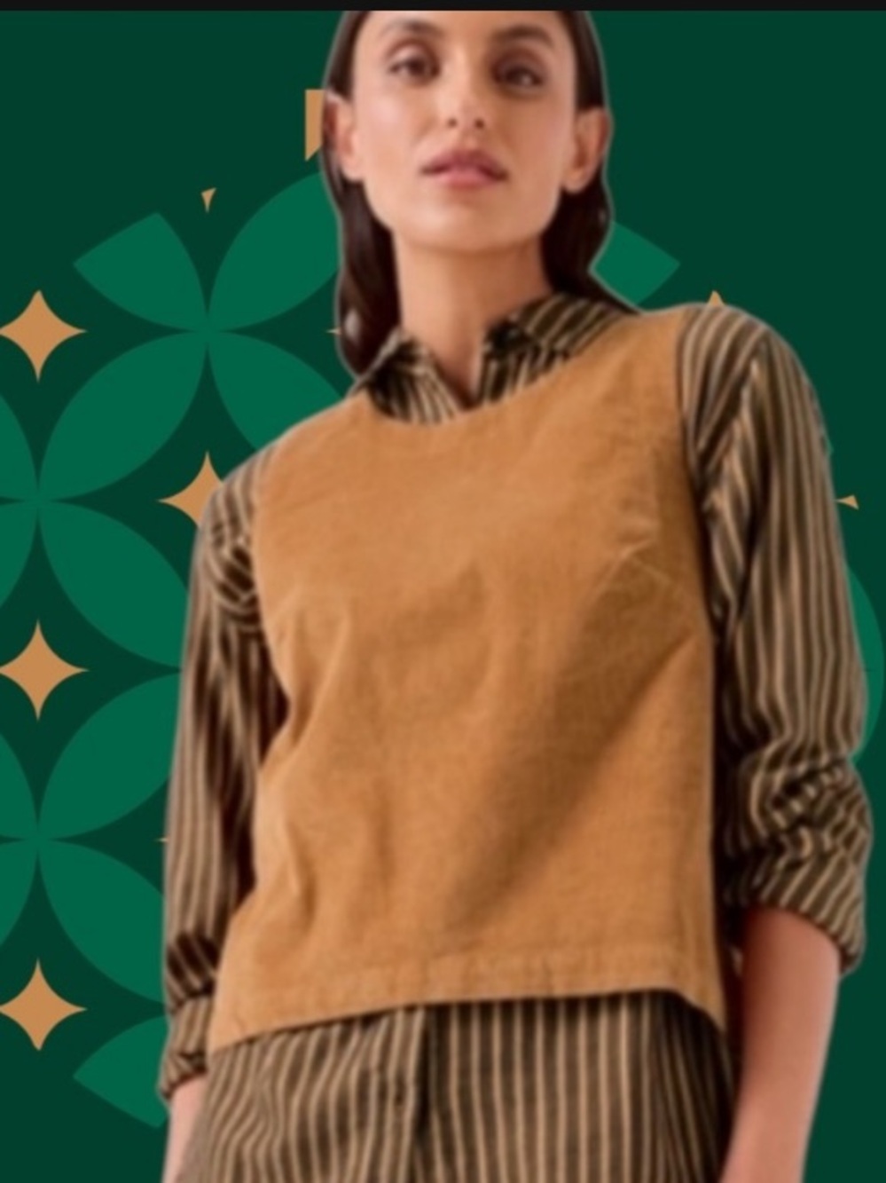 PACT MODERN CORDUROY BUTTON BACK TANK SIZE LARGE IN CAMEL